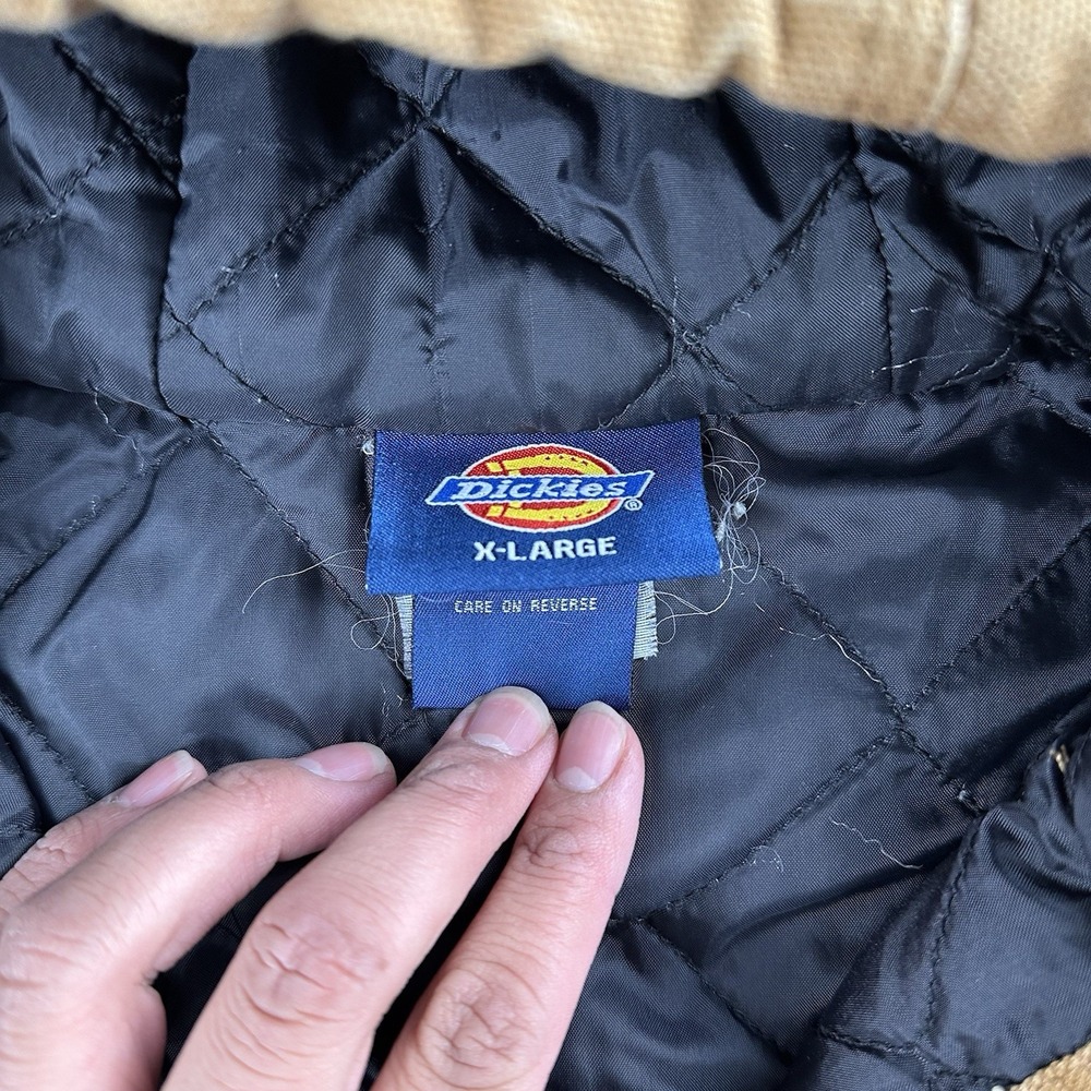 Vintage Dickies Brown Khaki Canvas Insulated‎ Hooded Active Jacket XL Red Label - Picture 4 of 8